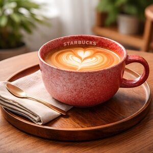 2020 Starbucks Red and White Speckled latte Cup
